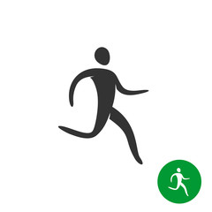 Running athlete man logo. Black silhouette human figure symbol.