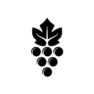 Grape logo. Violet grape berry with green leaf symbol. Wine sign.