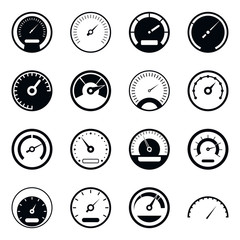 Speedometer icons set in simple style isolated vector illustration