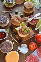 Few homemade hamburgers