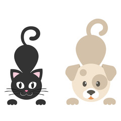 cartoon dog with kitty vector