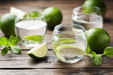 Fresh cocktail with lime and mint