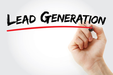Hand writing Lead Generation with marker, concept background