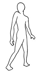 Inkttekening stilstaande man