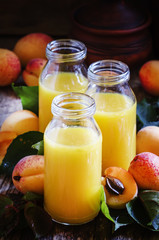 Apricot smoothies, selective focus