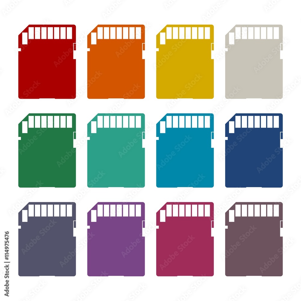 Poster sd memory card flat icons set