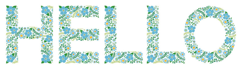 HELLO headline with nots - flower font