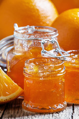 Orange jam, selective focus