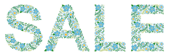 SALE text written with nots - flower font