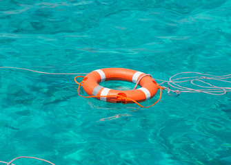 A life buoy in the sea