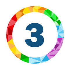 VECTOR POLYGON PATTERN NUMBER ICON “3”