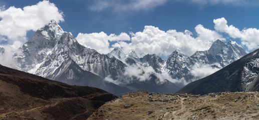 Mountain landscape from Thukla village, Everest region
