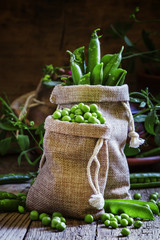 Green peas, selective focus