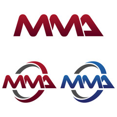Modern 3 Letters Initial logo Vector Swoosh Red Blue mma