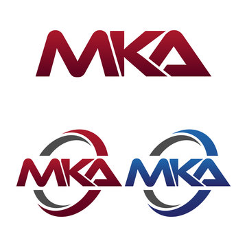 Modern 3 Letters Initial logo Vector Swoosh Red Blue mka
