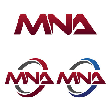 Modern 3 Letters Initial logo Vector Swoosh Red Blue mna