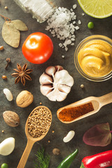 herbs and spices at table