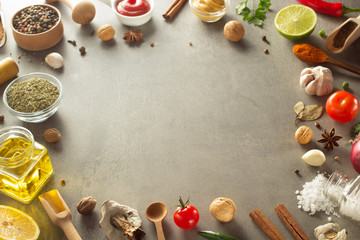 herbs and spices at table