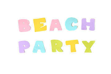 Beach party text on white background - isolated