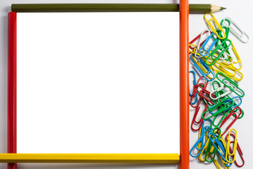 Frame of pencils and paper clips