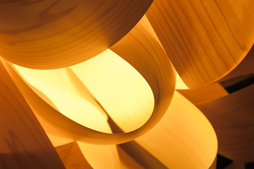 Lampshade made of wooden veneer, fragment