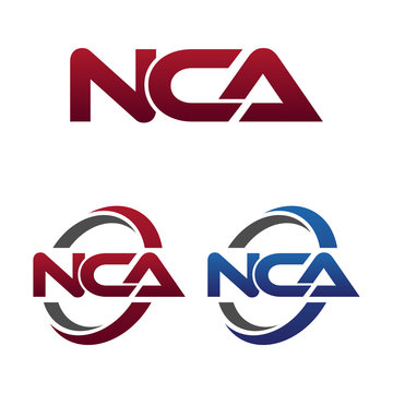 Modern 3 Letters Initial logo Vector Swoosh Red Blue nca