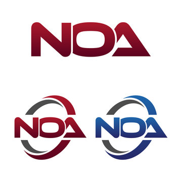 Modern 3 Letters Initial logo Vector Swoosh Red Blue noa
