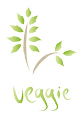 Logo - grüner Zweig mit Blättern und Schriftzug veggie, vegan, vegetarisch - gesunde pflanzliche Ernährung, Herz- und Kreislauf schonen