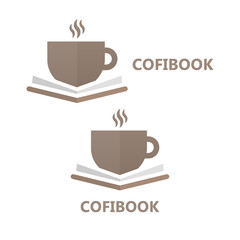 Vector book and a cup of coffee logo concept