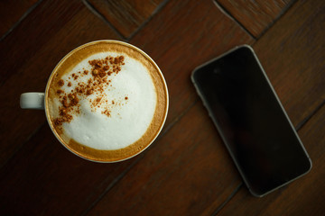 Latte Coffee and mobile phone