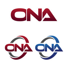 Modern 3 Letters Initial logo Vector Swoosh Red Blue ona