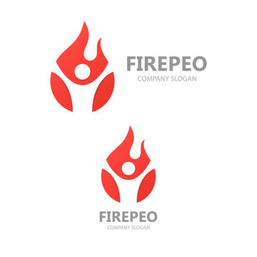 Vector logo combination of a man and fire.