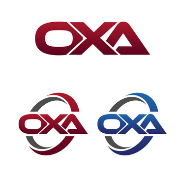 Modern 3 Letters Initial logo Vector Swoosh Red Blue oxa