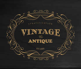 Design vintage frame antique label border vector