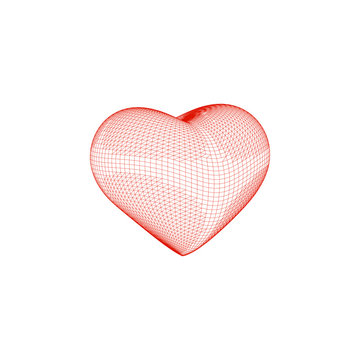 3d red heart.Vector outline illustration.