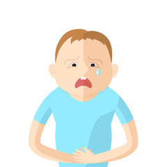 Children have an abdominal pain. Character in Flat style