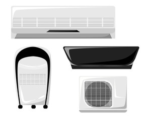 Air conditioner set with cooling and ventilation equipment isolate. Home climate