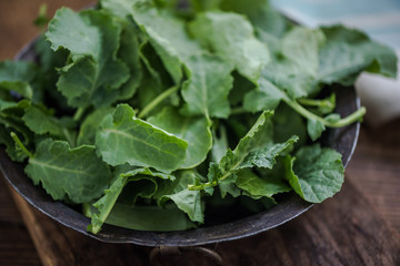 baby kale leaves in bowl