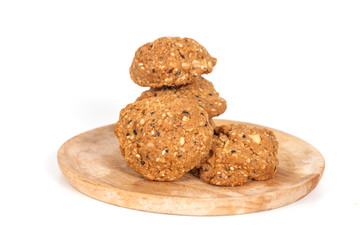 Homemade with whole grain cookies , isloated on white