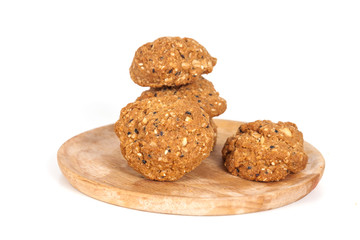 Homemade with whole grain cookies , isloated on white