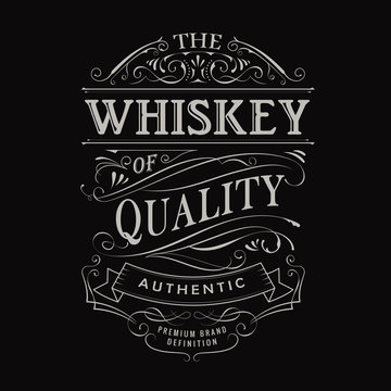 whiskey label hand drawn vintage typography blackboard border ve