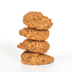 Homemade with whole grain cookies , isloated on white