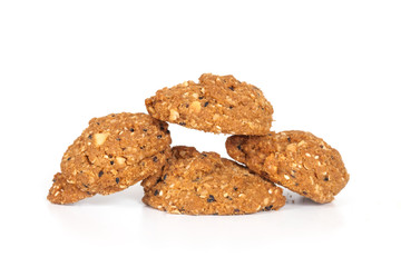 Homemade with whole grain cookies , isloated on white