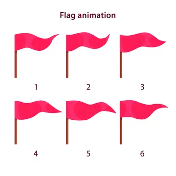 Red triangle shape flag waving animation sprites Stock Vector | Adobe Stock