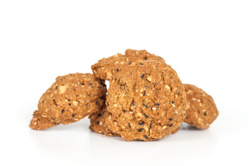 Homemade with whole grain cookies , isloated on white