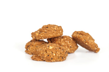 Homemade with whole grain cookies , isloated on white