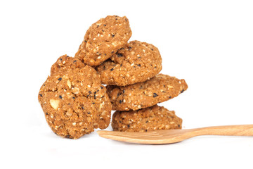 Homemade with whole grain cookies , isloated on white