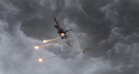 Military jet firing of flares
