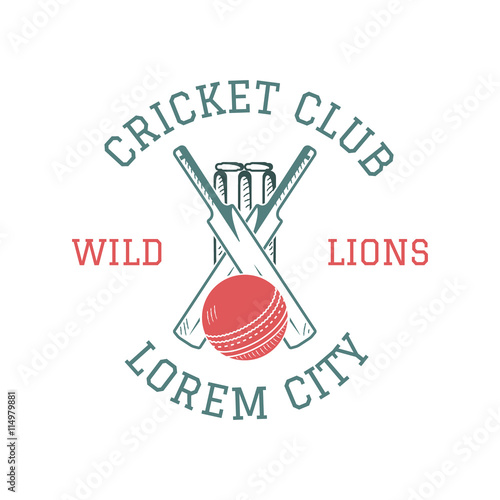 Vector: Retro cricket club emblem design. logo icon . badge. Sports ...