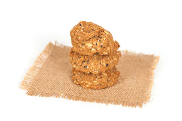 Homemade with whole grain cookies , isloated on white